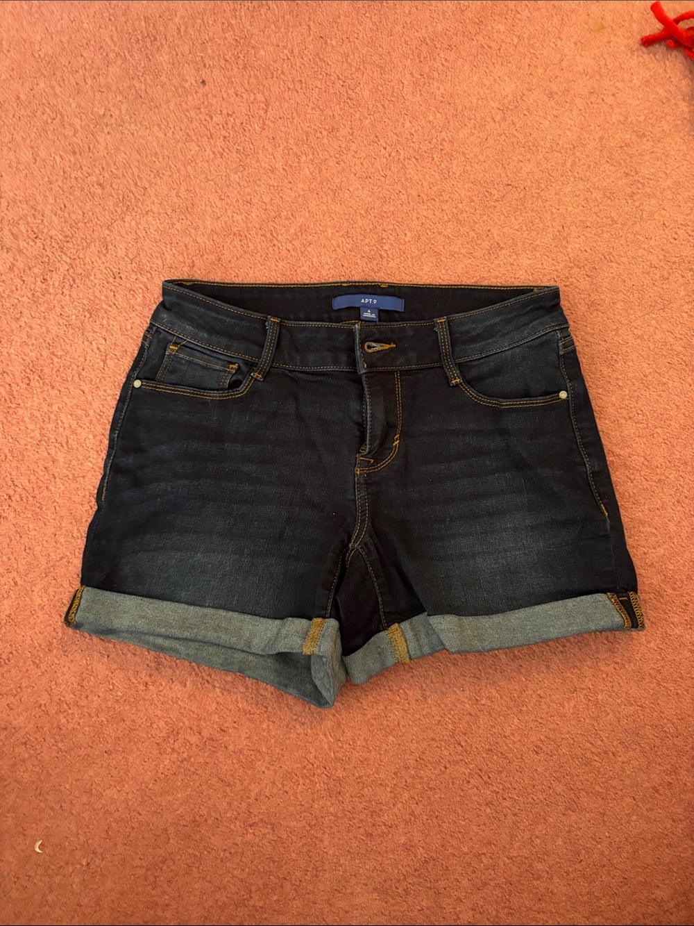 Apt. 9 Dark Blue Roll-Cuff Denim Shorts